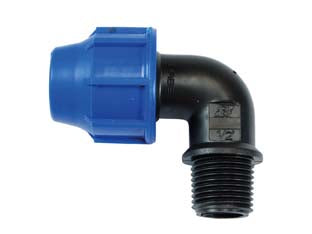 Raccordo a compressione gomito 90° maschio pn16 - ø mm.20x M 3/4' - in polipropilene, PN16