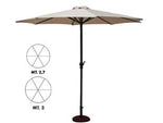 Ombrellone in metallo tondo con manovella - ø cm.270 palo ø mm.38 a 6 stecche - struttura in metallo color antracite, copertura in poliestere 160 gr/mq colore beige, (base non compresa)