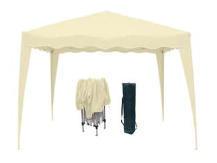 Gazebo poliestere ripiegabile bianco naturale - cm.300x300x250h. - struttura in metallo, copertura in poliestere, completa di sacca da trasporto