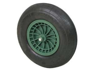 Ruota per carriola pneumatica con cuscinetti - perno mm.20x130, interasse mm.80 - ø cm.40x10 gomma tubeless 4.00-8 cerchio in plastica con perno su cuscinetti a sfera, (Secondo quanto disposto dal DM 182/201...