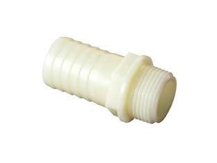 Raccordo in pa portagomma dritto - M 1'1/2 x ø mm.50 - filetto GAS maschio, in poliammide, idoneo per alimenti