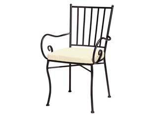 Sedia ortigia con braccioli in metallo verniciato e cuscino - cm.45x42x88h. - cuscino in cotone lavabile