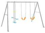 Altalena per bambini 3 giochi 3-10 anni cm.343x254x211h. - cm.343x254x211h. - peso kg.37 (44122) - 2 altalene con seduta flessibile e catena aggiustabile in altezza, 1 altalena glinder con ancore ai piedi per maggiore stabil...