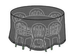 Copertura per tavolo tondo e sedie - cm.193x89h. - peso kg.1 - poliestere 420D rivestito PU, 105g/mq, waterproof, cuciture doppie con nastro PVC, 2 maniglie, cooulisse con fermo, colore ne...