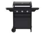 Barbecue gas 3 fuochi cm.61x35 compact 3l - bracere cm.61x35 - misure cm.91x53x108h., potenza 7,5 kw, grill a gas GPL con 3 bruciatori in acciaio alluminato, consumo gas 546 g/h, accensio...