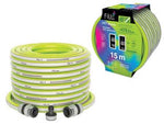 Tubo estensibile da giardino kiuma con presa e raccordi - mt.20 - lime - privo di PVC, maglia NTS PLUS, leggero, flessibile e resistente, dotato di: 1 presa rubinetto e 2 raccordi quick, temperatur...