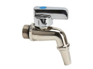 Rubinetto a leva in ottone per fusti e serbatoi con beccuccio - M 3/4' - in ottone cromato, rubinetto a sfera enologico, maniglia a leva in metallo colore nera, con beccuccio svitabile, PN 16