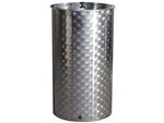 Contenitore enologico fondo a pentola inox aisi 304 saldato - lt.200 ø mm.580x890h. bocc.F1/2' fiorettato - saldato di testa, in acciaio inox AISI 304, superficie esterna fiorettata, dotazione: coperchio con pomello, predisposizione ...