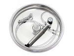 Galleggiante ad aria inox kit completo per contenitore - ø mm.420 per contenitore inox da lt.100 - con maniglia, completo di pompa, camera aria, valvola, tubo, fune e galleggiante in acciaio inox AISI 304