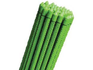 Canna in acciaio plastificata - mm.8x900h. - interno acciaio, esterno plastificato rigato antiscivolo, colore verde, tappi terminali