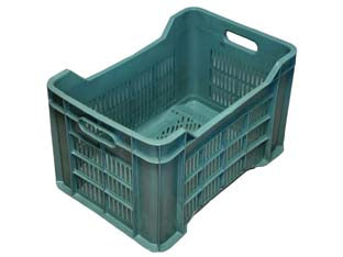 Cesta ortofrutta tutta forata verde - cm.51x35x31h. (bancale pz 90) - casse sovrapponibili per la raccolta agricola, aperta