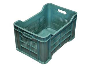 Cesta ortofrutta semi forata verde - cm.51x35x31h (bancale pz 90) - casse sovrapponibili per la raccolta agricola, semi chiusa