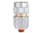 Raccordo automatico con stop metal-jet in blister - 1/2' - 5/8' 9611 - Raccordo automatico per tubi in ottone cromato. Dotato di valvola per l’arresto automatico dell’acqua, si monta nella parte t...