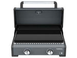 Barbecue elettrico 2 bruciatori cm.36x58  plancha sigma 2 cook - bracere cm.36x58 - misura cm.65x58x56h., potenza 6Kw, accensione elettronica, peso Kg. 25, plancha in ghisa smaltata, bordi della plancha più al...